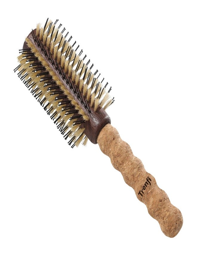 TRENFI Premium Round Brush for Blow Drying (2.5 Inch) - Lightweight Cork Handle & Reinforced Boar Bristle - Professional Volumizing Tool for Thick, Coarse & Wavy Hair - Anti-Frizz & Detangling - Image 1